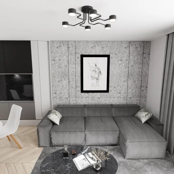 Lustră pe tijă KURAGE 6xGX53/12W/230V negru