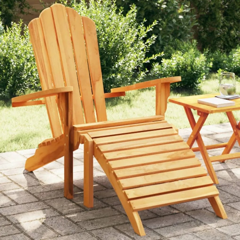 4008080 vidaXL Scaun Adirondack de grădină, suport de picioare, lemn masiv tec