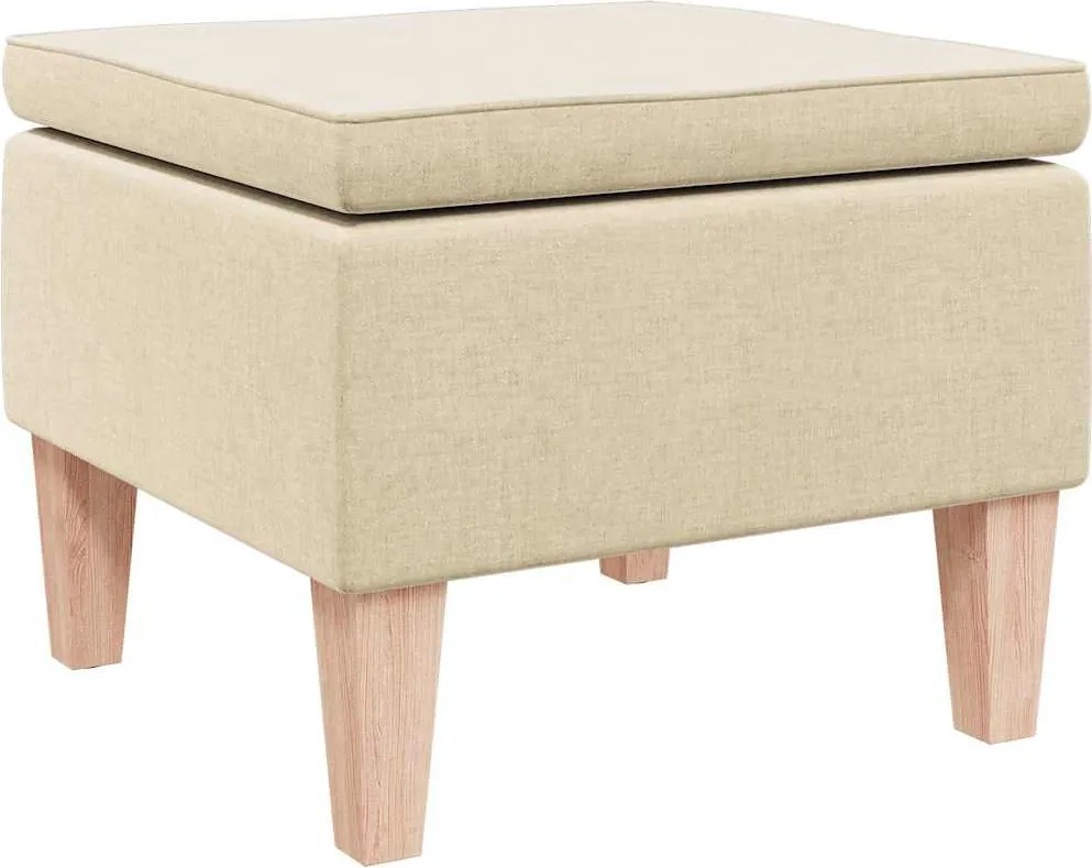 vidaXL Scaun cu picioare din lemn, crem, material textil