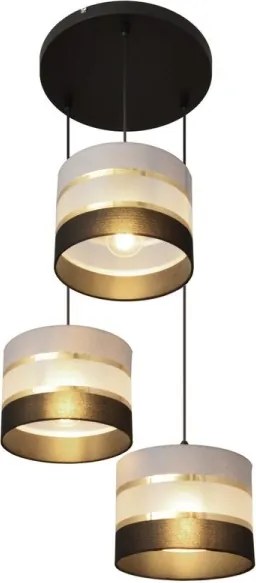 Lustră pe cablu HELEN 3xE27/15W/230V neagră/gri/aurie