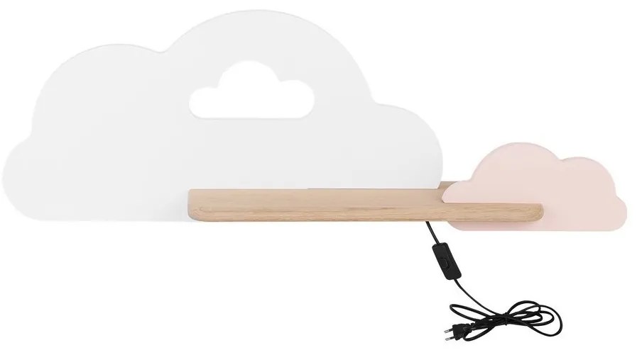 Aplică LED cu raft pentru copii CLOUD LED/5W/230V alb/roz