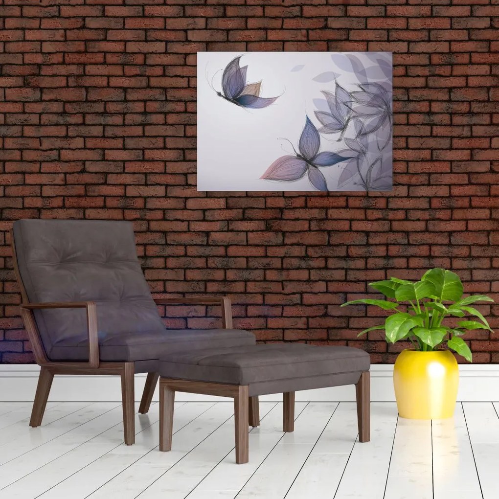 Tablou - Fluturi desenați (70x50 cm)