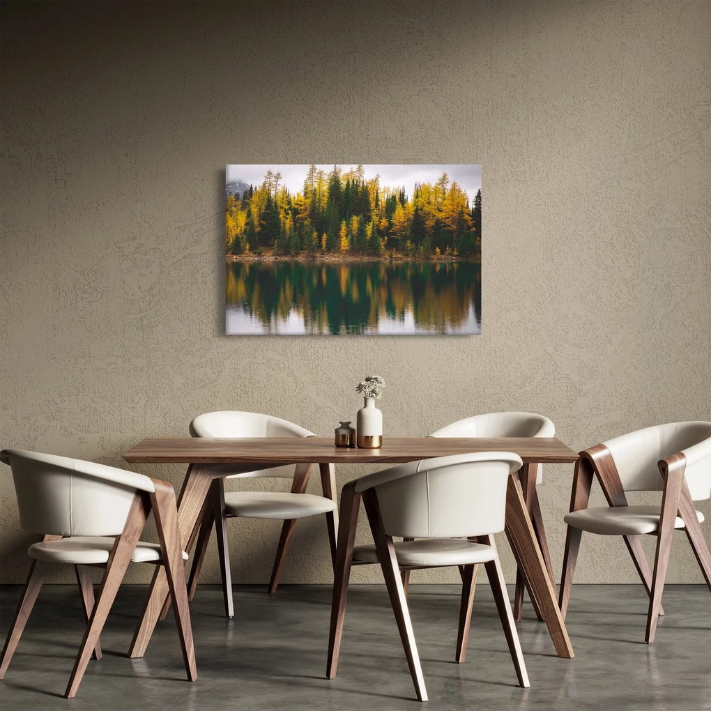Tablou cu lac de pădure (90x60 cm)
