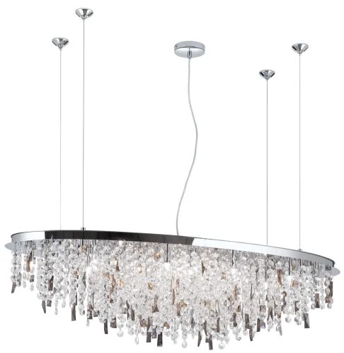 Lustră de cristal pe cablu Orion CRYSTALRIVER 21xG9/40W/230V crom lucios