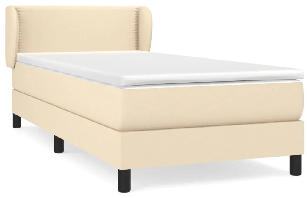 3126122 vidaXL Pat box spring cu saltea, crem, 80x200 cm, textil