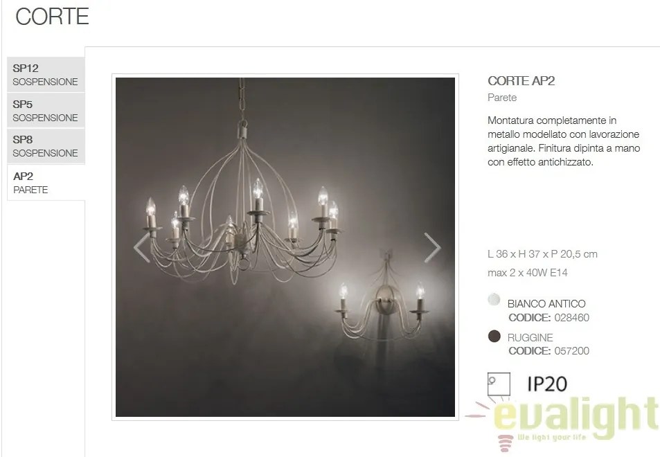 Aplica perete design rustic CORTE AP2 RUGGINE 057200