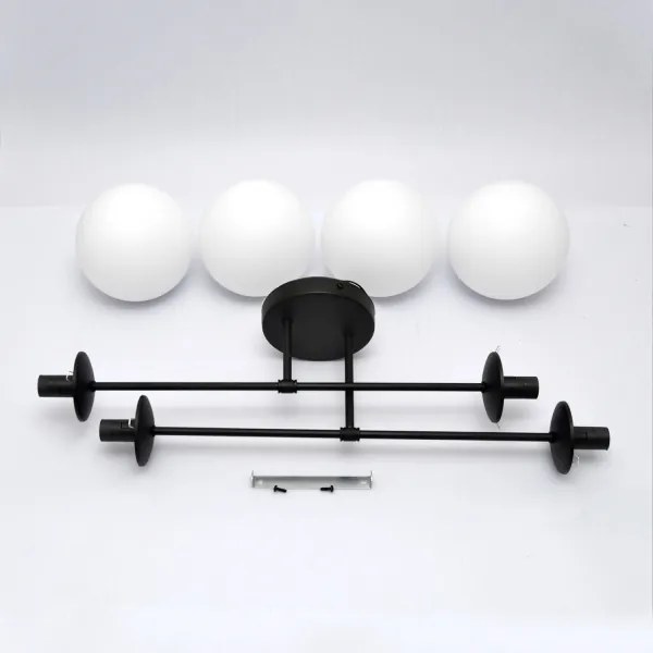 Lustră aplicată MOON 4xE27/15W/230V negru