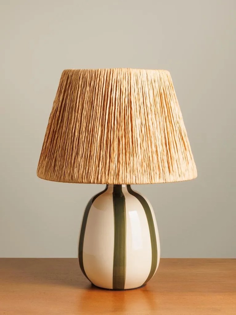 Lampa de masa, cu abajur din rafie, H42cm, Antibes