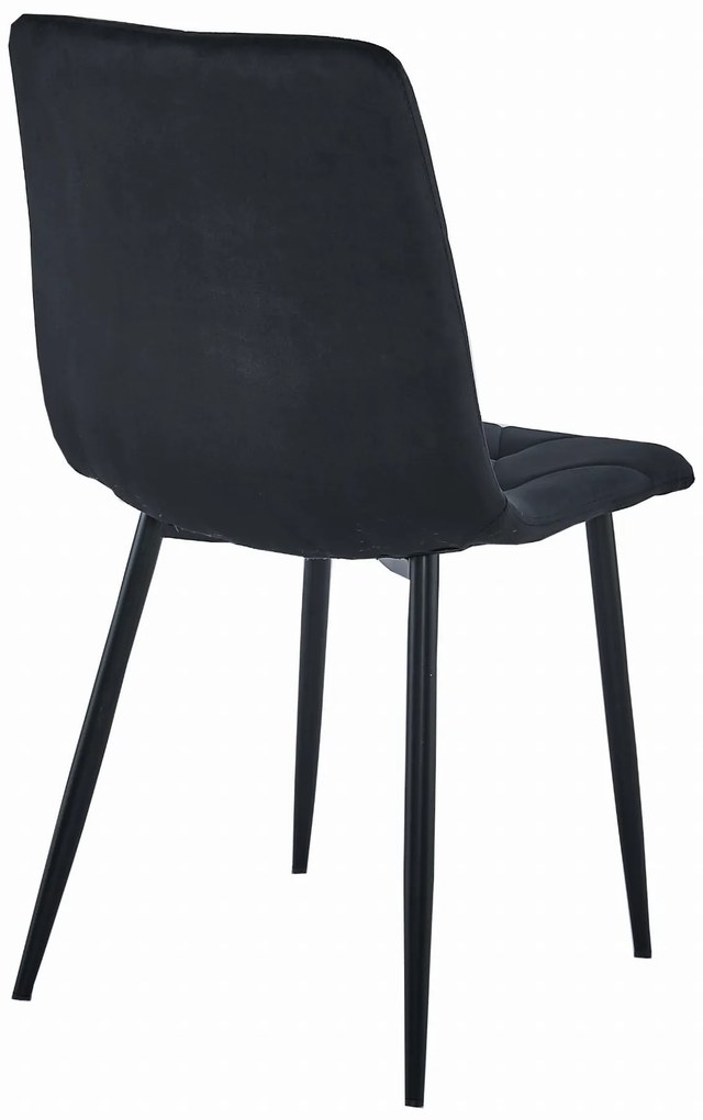 Scaun de dining din catifea neagra LIBRA cu picioare negre