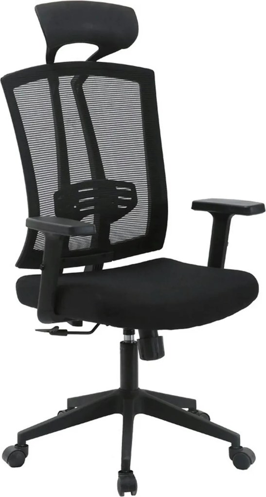 Scaun birou NAO, negru, stofa/plasa, 65x67x122/132 cm