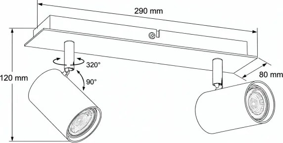 Kanlux 90781 - Spot aplicat EVALO 2xGU10/10W/230V bej/auriu
