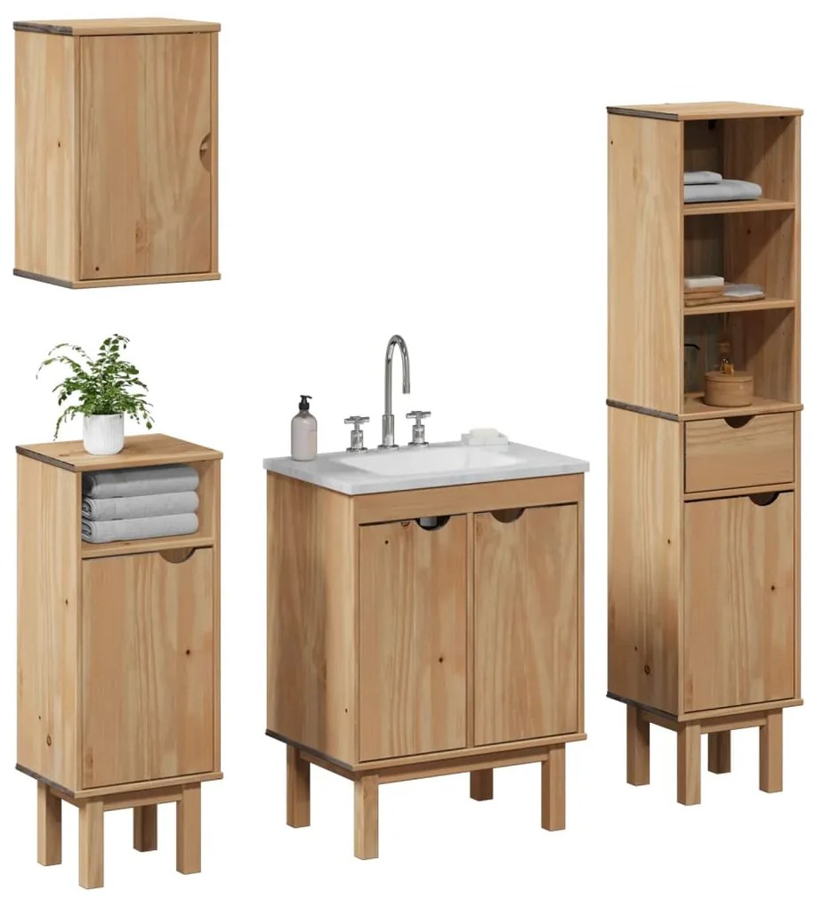 3307683 vidaXL Set mobilier de baie „OTTA”, 4 piese, lemn masiv de pin