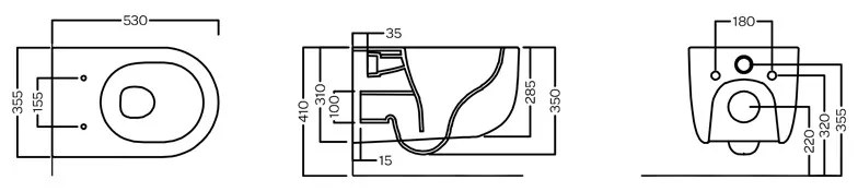 Vas WC suspendat Hatria, Futura, rimless, 35,5 x 53, antracit