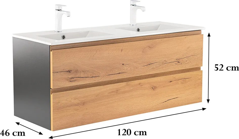 Vario Pull 120 dulap de bază cu chiuvetă stejar antracit