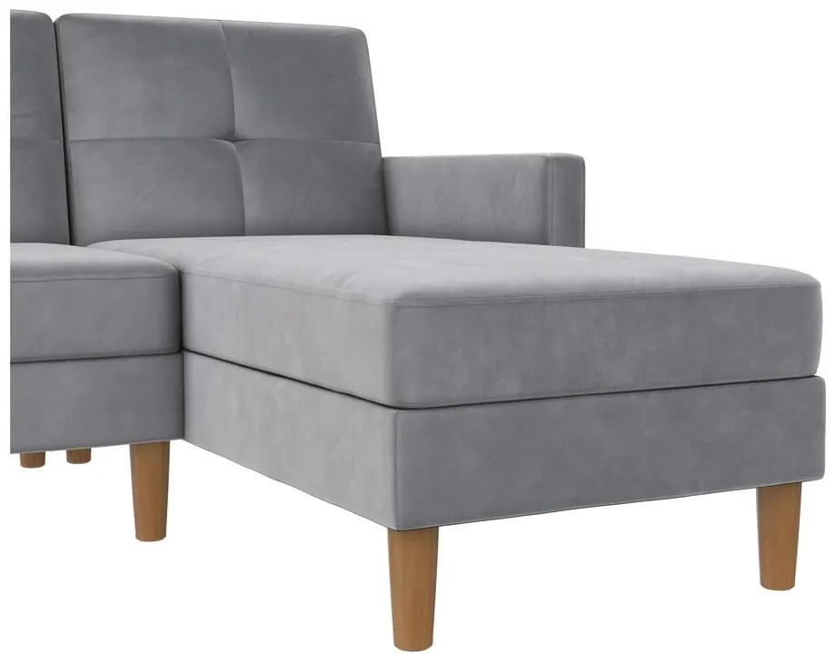 Colțar gri deschis cu tapițerie din catifea Lilly – Støraa