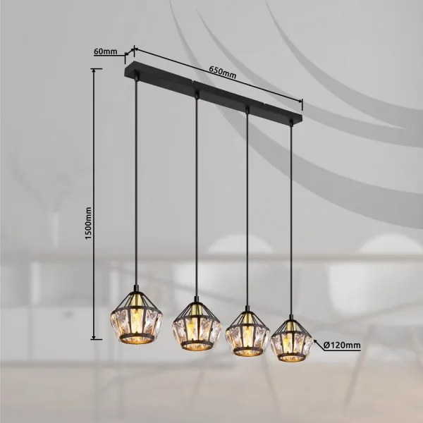 Lustră pe cablu LOIS 4xE14/40W/230V Globo 54359-4H