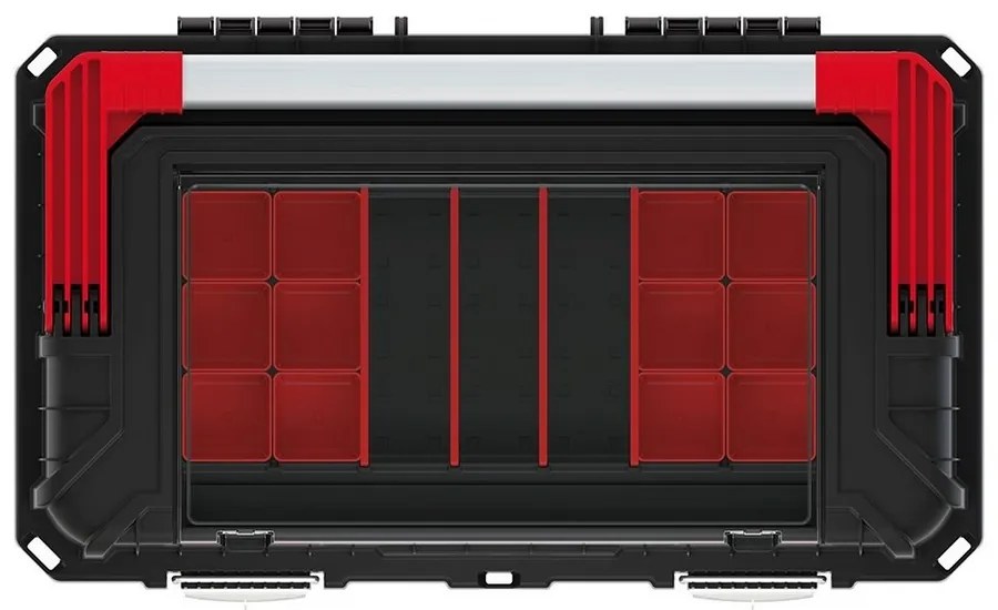 Cutie pentru scule cu maner metalic si incuietori 58,5 x 36 x 33,7 cm, cu organizator, negru
