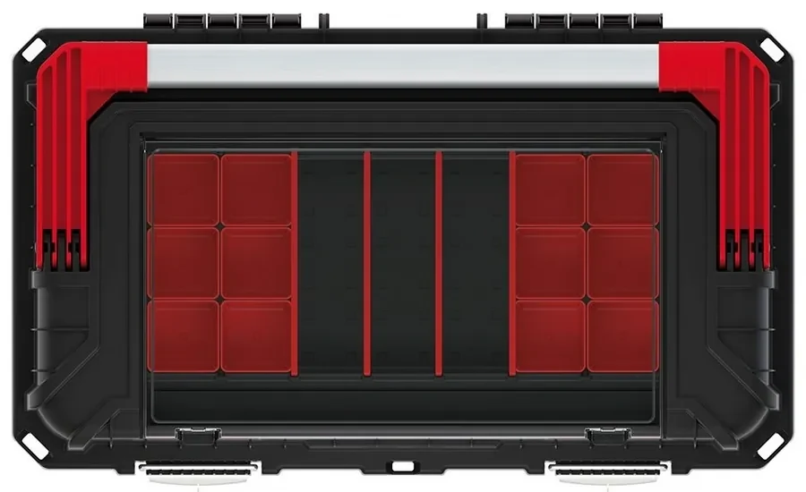 Cutie pentru scule cu maner metalic si incuietori 58,5 x 36 x 33,7 cm, cu organizator, negru