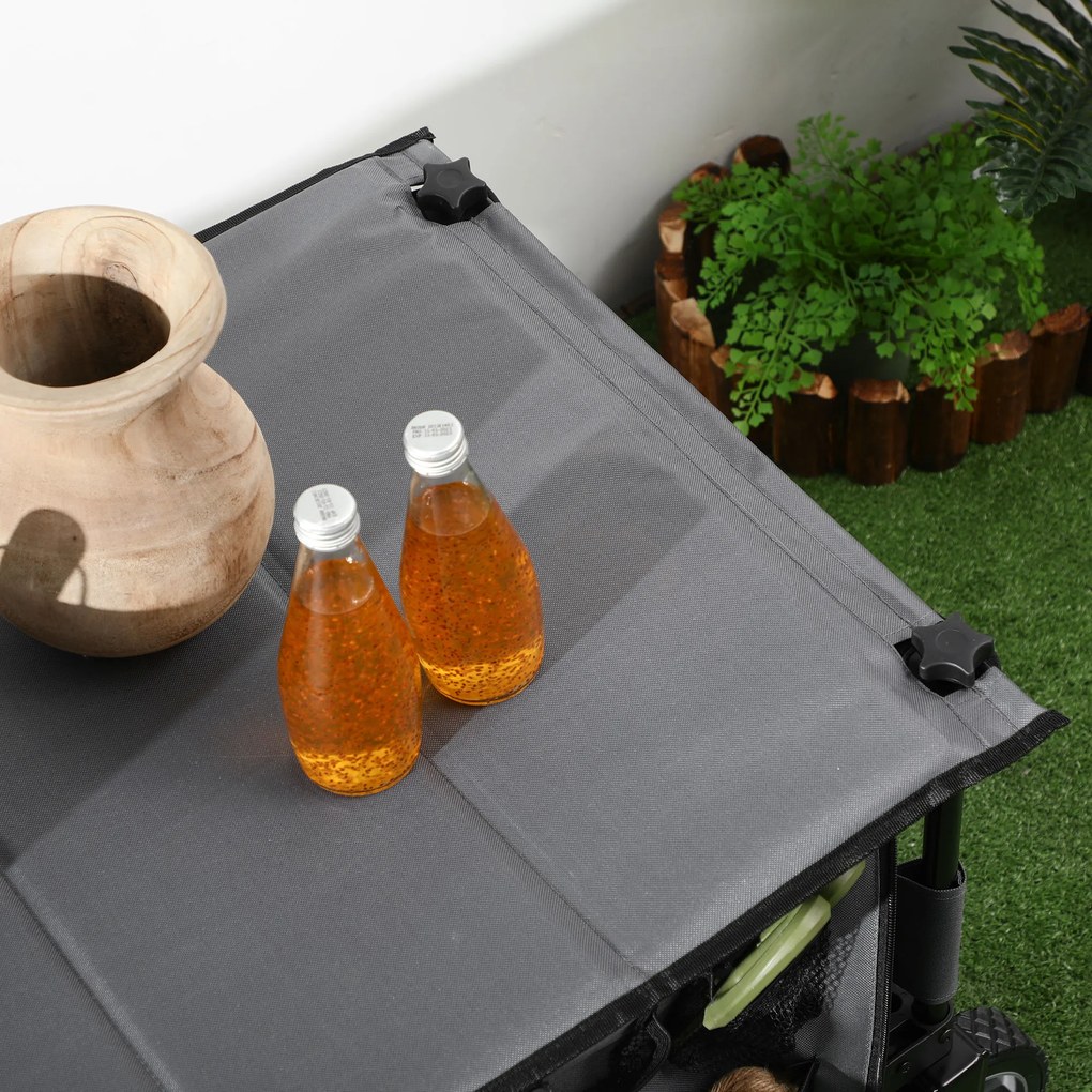 Outsunny Cărucior de grădină pliabil băscuță detașabilă mâner telescopic înclinare reglabilă 5 buzunare 108 x 55 x 93 cm gri închis | Aosom Romania