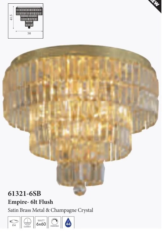 Lustra aplicata cristal Empire 6L, baie IP44