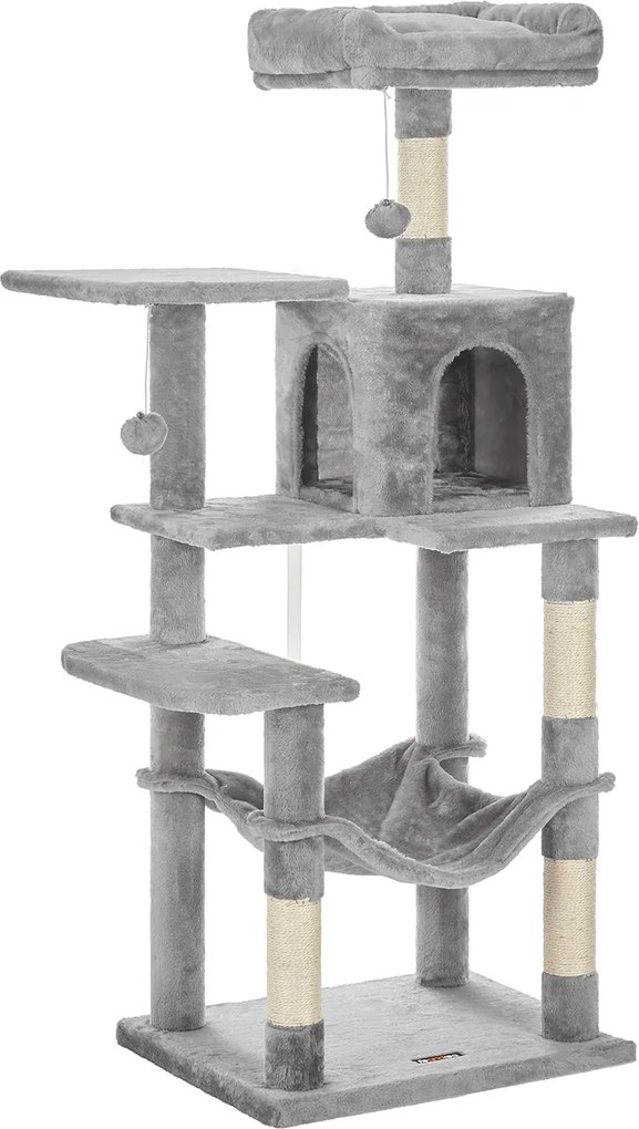Arbore pentru pisici DÁRIUS, 55x45x143cm, gri deschis SongmicsHome