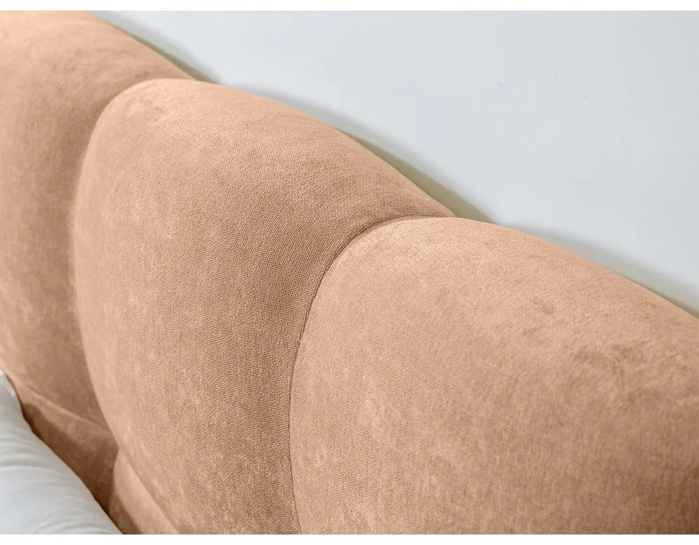 Pat matrimonial roz deschis tapițat cu somieră 180x200 cm Kumo – Bobochic Paris