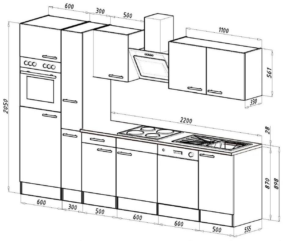Mobilă de bucătărie Yorki 310, corp alb, cu față alb satinat