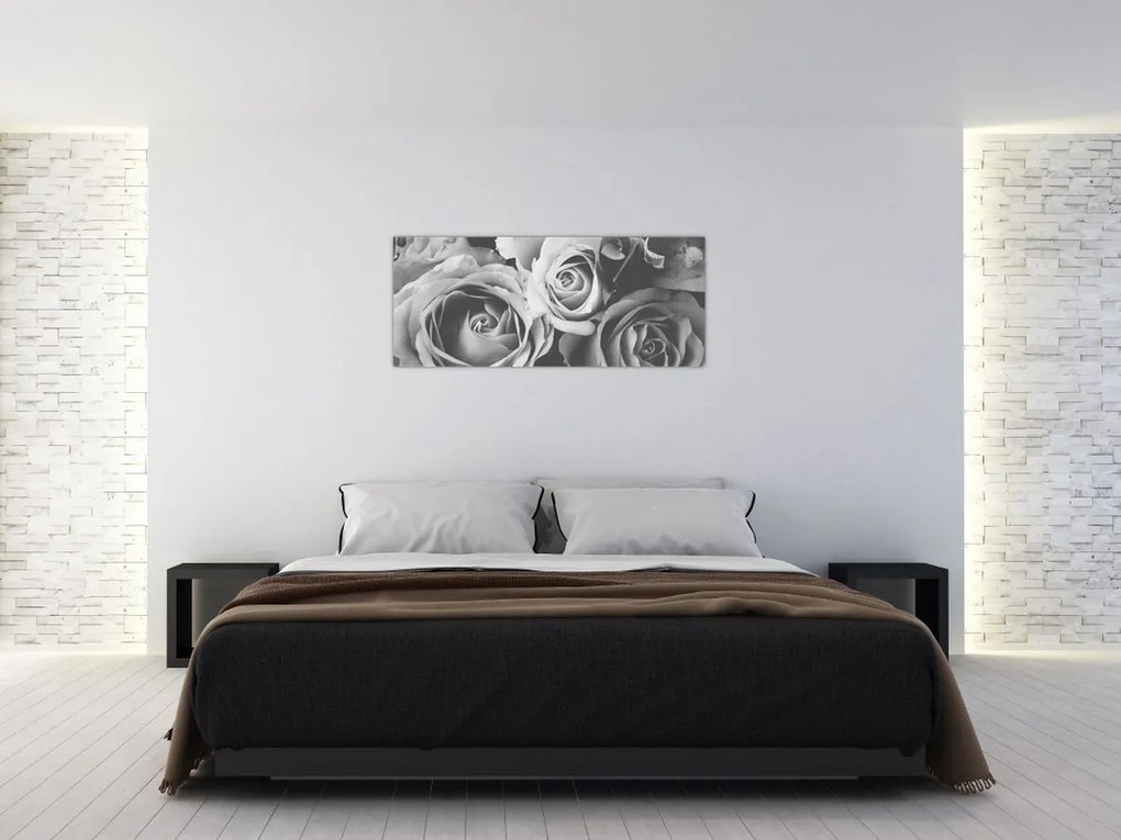 Tablou - Trandafir,alb-negru (120x50 cm)