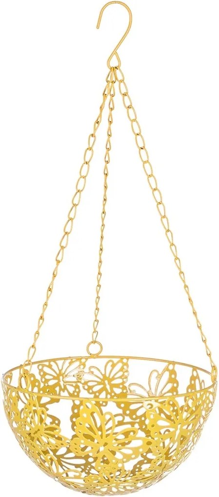 Suport ghiveci flori suspendabil metal galben 20 cm x 46 H