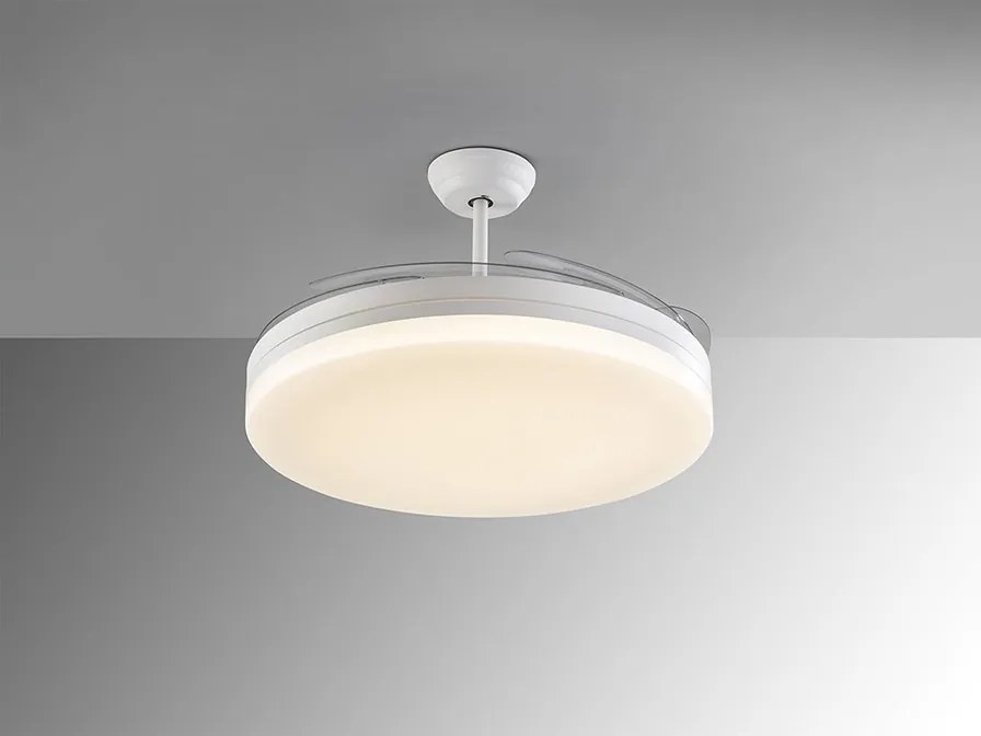 Lustra LED cu Ventilator si telecomanda, lame retractabile Vento alb