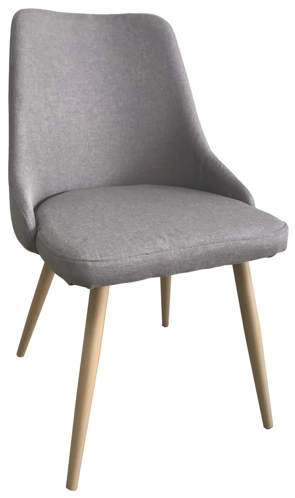 Scaun dining Ross, textil, picioare metalice, gri
