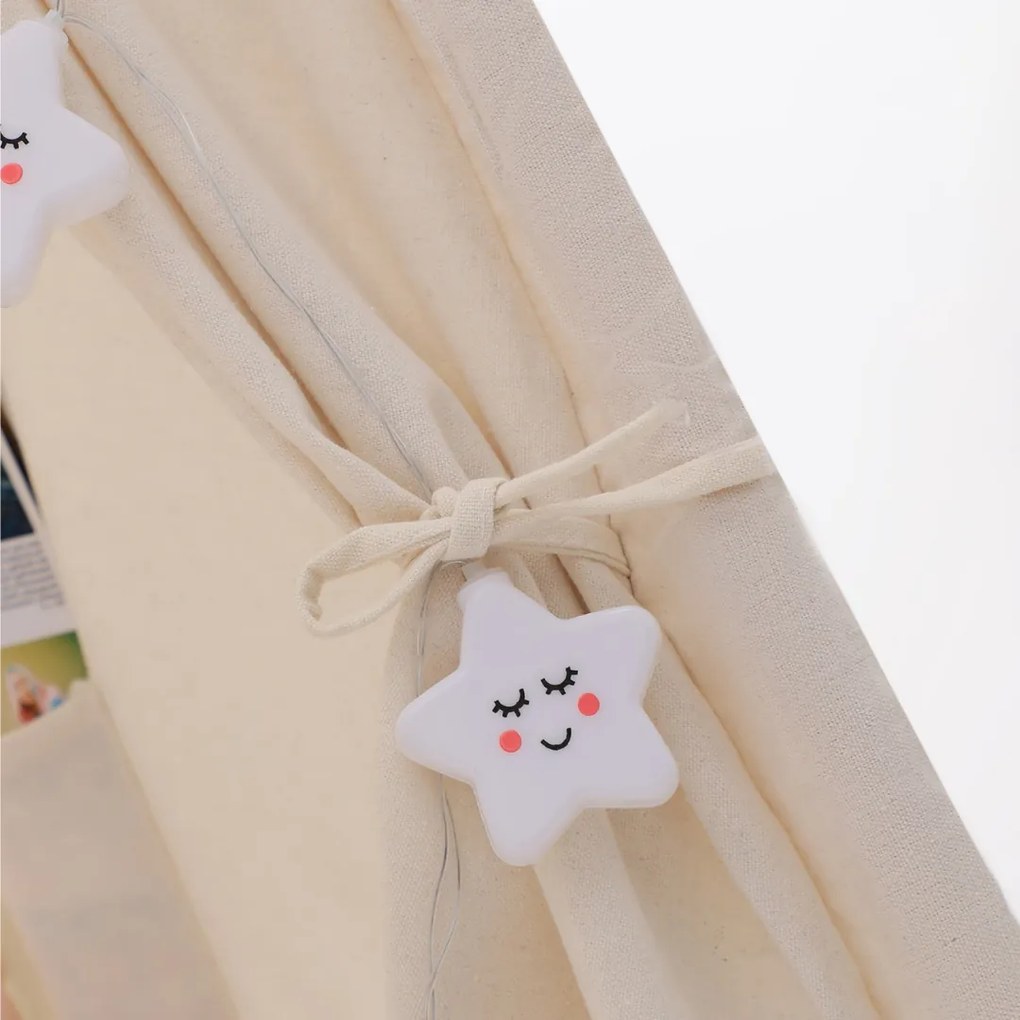 Cort tip teepee pentru copii JULIUS, 120x120x160cm, alb/gri Jurhan