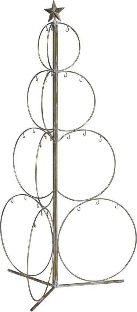 Brad decorativ pentru globuri, din metal, finisaj alamă antichizată, H120 cm