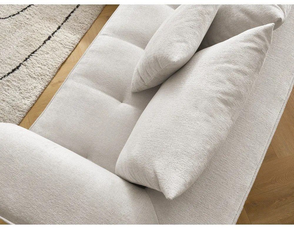 Colțar bej cu tapițerie din chenille (cu colț pe partea dreaptă/în formă de ”L”) Whesley – Bobochic Paris