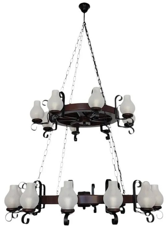 Candelabru rustic fabricat manual din lemn Roata 20L