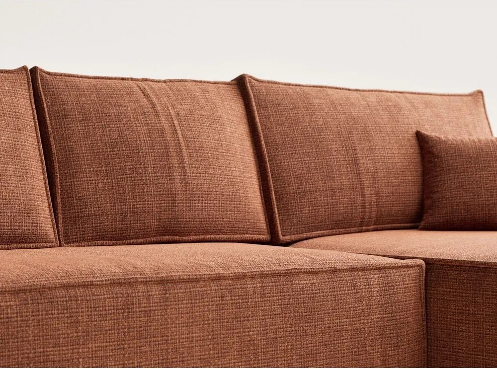 Colțar arămiu extensibil/cu spațiu de depozitare cu tapițerie din chenille (cu colț pe partea dreaptă/cu șezlong) Maze – Maison de Rêve