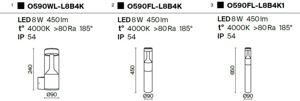 Aplica LED de perete pentru iluminat exterior IP54 Koln negru
