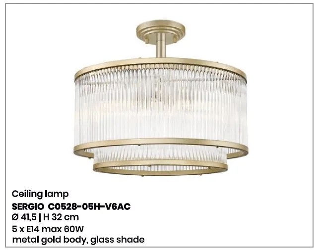 Lustra aplicata eleganta design modern SERGIO auriu C0528-05H-V6AC ZL