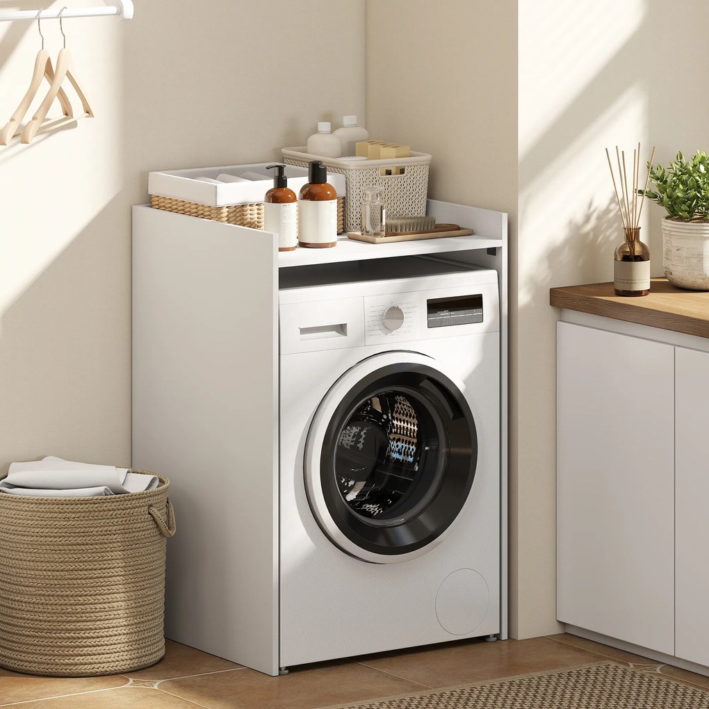 HOMCOM Dulap de baie pentru nișă cu raft deschis, dulap pentru baie, ideal pentru spații mici, 64 x 60 x 97,5 cm, Alb | Aosom Romania