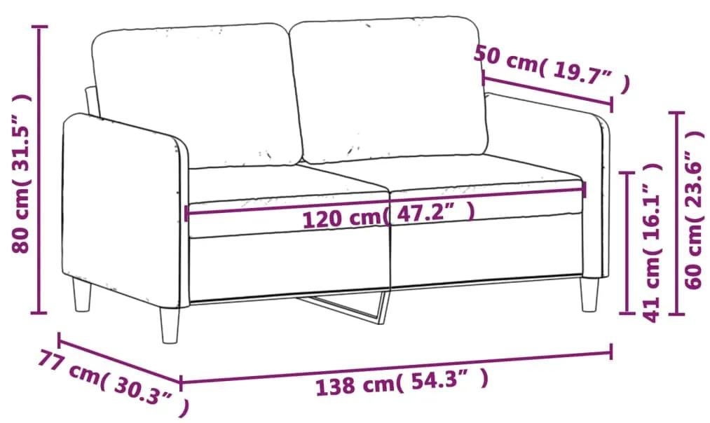 Canapea cu 2 locuri, negru, 120 cm, catifea Negru, 138 x 77 x 80 cm