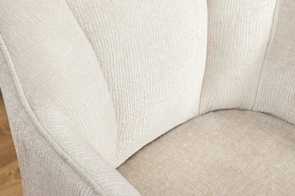 Set de 2 scaune pivotante, Metal Negru, Chenille Sampanie, AVIGNON A-46470 VC