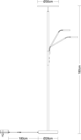 Globo 59093S - Lampă de podea LED cu reglare a intensității STANFORD 28W/230V + 5W 3000K, neagră