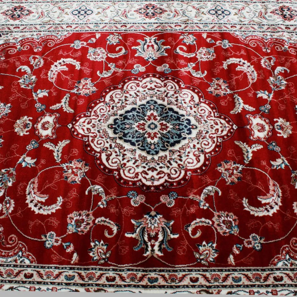 Covor clasic burgundia Isfahan 200x300 covor poliester mecanic pentru living sau dormitor
