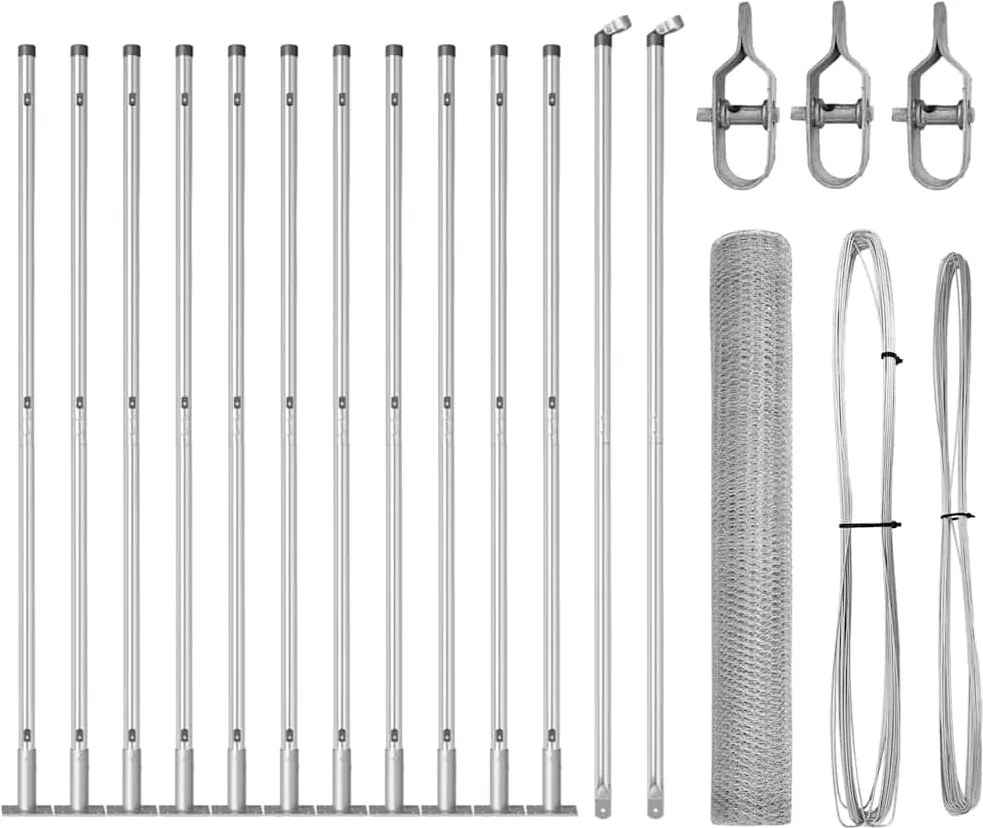 vidaXL Stâlp de gard. Argintiu 25 x 1,2 m (plasă de 13 mm) Oțel