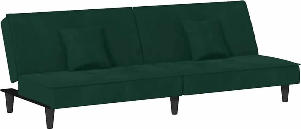 vidaXL Canapea extensibilă, verde închis, catifea