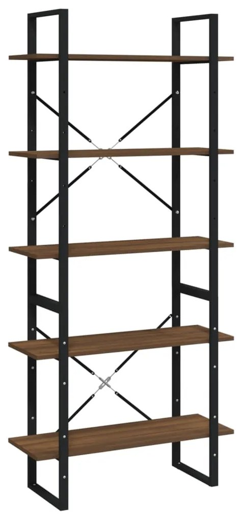 3114018 vidaXL Bibliotecă 5 niveluri stejar maro, 80x30x175 cm lemn prelucrat