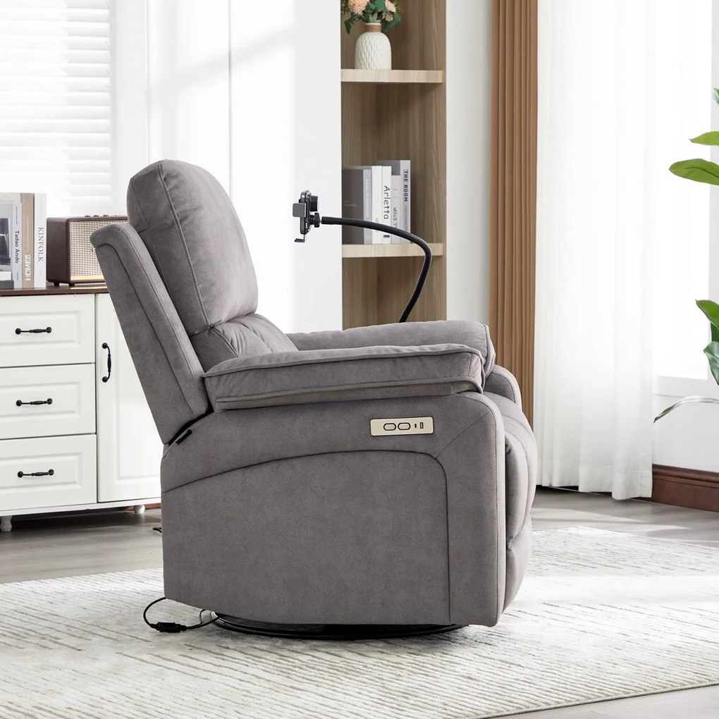 Fotoliu recliner electric dumonde cu funcție de balansare ,rotire și incarcare wirelles Elvara