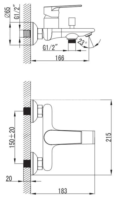 Robinet de umplere pentru baie Asti, cu un singur levier
