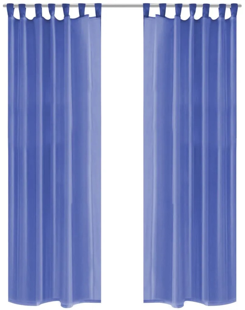 vidaXL Draperii din voal, 2 buc., 140 x 175 cm, albastru regal