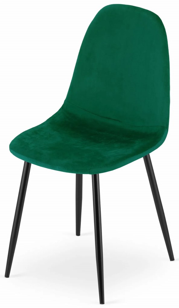 Scaun din catifea COMO verde inchis cu picioare negre